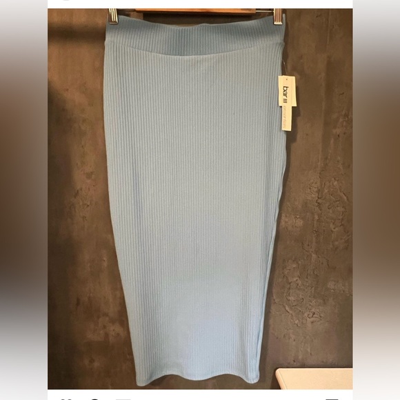 NWT Macys  BAR III RIBBED MIDI PENCIL SKIRT SIZE SMALL STRETCH ALASKAN BLUE - Picture 1 of 1